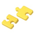 Puzzle piece apart yellow jigsaw detail separation incomplete connection 3d icon realistic vector