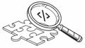 Puzzle piece with code symbol, programming solution and logic puzzle vector design Generative AI