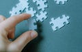 Puzzle piece in hand Royalty Free Stock Photo
