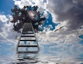 Puzzle Piece Hole in Sky and Ladder Royalty Free Stock Photo