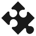 Puzzle piece icon. Black jigsaw shape sign