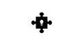 Puzzle Piece with Light Bulb Symbol, Concept of Idea, Solution, Innovation, Simple Black Icon on White Royalty Free Stock Photo