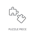 Puzzle piece linear icon. Modern outline Puzzle piece logo conce Royalty Free Stock Photo