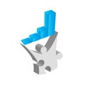 Puzzle piece man holding graph business success Royalty Free Stock Photo