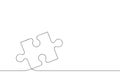 Puzzle piece of one continuous line drawn. Jigsaw puzzle element. Vector Royalty Free Stock Photo