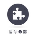 Puzzle piece sign icon. Strategy symbol. Royalty Free Stock Photo