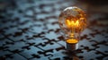 puzzle pieces assembling into a lightbulb symbolize the link between decision-making and logical reasoning in a banner