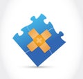 puzzle pieces band aid fix solution concept Royalty Free Stock Photo
