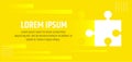 Puzzle pieces banner design template. Yellow Game Background . symbol of logic and Smart