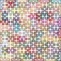 Computer generated strict, puzzle pieces based colorful abstract pattern