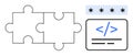 Puzzle Pieces and Code Symbol with Password Protection Security and System Integration Royalty Free Stock Photo