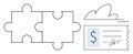 Puzzle Pieces and Document Finance Solutions and Cloud Integration Royalty Free Stock Photo