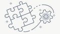 Puzzle pieces with gears, problem-solving, teamwork, vector design Generative AI Royalty Free Stock Photo