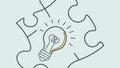 Puzzle Pieces and Glowing Lightbulb: Symbol of Ideas, Innovation, and Solutions, vector design Generative AI Royalty Free Stock Photo
