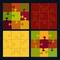 Puzzle pieces and grid in autumn colors Royalty Free Stock Photo