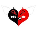 Puzzle Pieces Heart With Angel Wings, Devil Horns Royalty Free Stock Photo