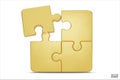 Puzzle pieces icon isolated on white background. Gold jigsaw puzzle cube, strategy jigsaw business, and education. Puzzle, jigsaw Royalty Free Stock Photo