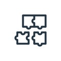 puzzle pieces icon vector from ethics concept. Thin line illustration of puzzle pieces editable stroke. puzzle pieces linear sign