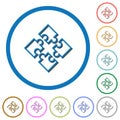 Puzzle pieces icons with shadows and outlines Royalty Free Stock Photo