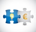 Puzzle pieces light bulb and euro illustration