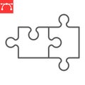 Puzzle pieces line icon