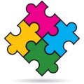 Puzzle pieces multi colored white background Royalty Free Stock Photo