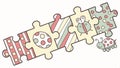 Puzzle pieces with patterns, colorful jigsaw, decorative puzzle, game art, pattern puzzle, design game vector design Generative AI Royalty Free Stock Photo
