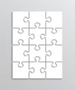 Puzzle with 12 pieces. Portrait orientation. Jigsaw outline grid 4x3 elements. Modern puzzle