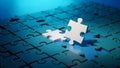 Puzzle Pieces Problem Solving, Teamwork Strategy Concept Blue Background Royalty Free Stock Photo