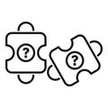 Puzzle pieces with question marks representing problem solving and solution finding Royalty Free Stock Photo