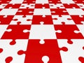 Puzzle pieces in red and white Royalty Free Stock Photo