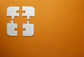 Puzzle pieces represent incompatibility in a team. concept of co-workers who don`t fit together. copy space, text space