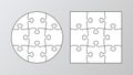 Puzzle 9 pieces. Simple background with separate details. Cutting template mosaic. Jigsaw grids set. Scheme for thinking game