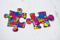 Puzzle pieces, symbol of the autism awareness Royalty Free Stock Photo