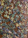 Puzzle pieces on table