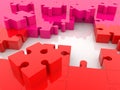 Puzzle pieces in two different red colors Royalty Free Stock Photo