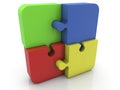 Puzzle pieces in various colors on white Royalty Free Stock Photo
