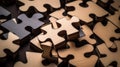 Puzzle pieces of various shapes interlocking to form a complete picture, demonstrating how different components depend on each Royalty Free Stock Photo