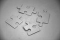 Puzzle pieces white background. solutions, mission, successful, goals, cooperation, partnership Royalty Free Stock Photo