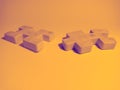 puzzle playing objects display on yellow background isolated Royalty Free Stock Photo