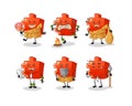 Puzzle primitive man group character. mascot vector