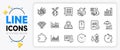 Puzzle, Qr code and Timer line icons. For web app. Vector