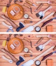 Puzzle quiz, find missing five woodworking tools. Easy level. Royalty Free Stock Photo