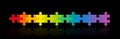 Puzzle Rainbow Gradient Colored Pieces Line Black Background Royalty Free Stock Photo