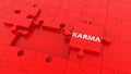 Puzzle in red color with karma concept
