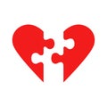 Puzzle red heart icon with two slice heart Royalty Free Stock Photo