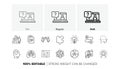 Puzzle, Report document and Coronavirus line icons. For web app, printing. Line icons. Vector