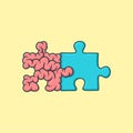Puzzle Shaped Brain Vector Cartoon Illustration