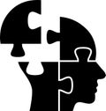 Puzzle shaped human head icon as concept of integrity of integrity