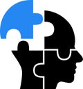 Puzzle shaped human head icon as concept of integrity of knowledge